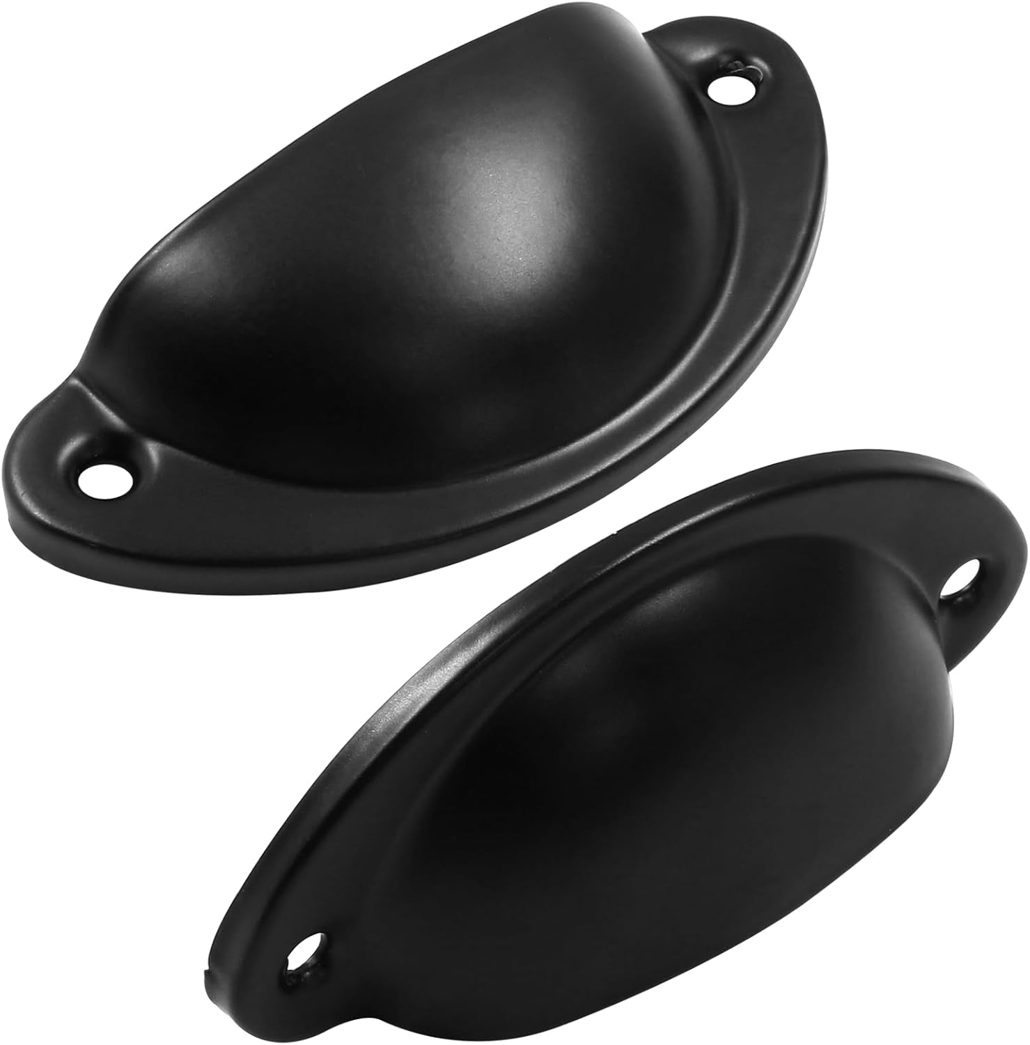 Hordion 12 Pack Drawer Cup Pulls 2.5 Inch Hole Centers, Black Cabinet Pull Handles Kitchen Hardware with Screws for Kitchen Furniture Decoration