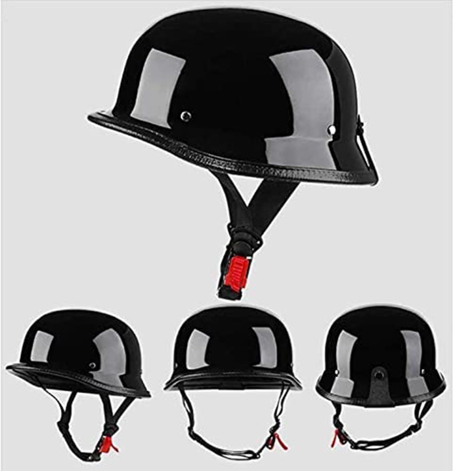 Vintage Volwassenen Open Gezicht Motorhelmen Motor Half Helm Voor Mannen & Vrouwen Skull Cap Jet Style Helm DOT/ECE Goedgekeurde Retro Locomotief Motor Half Shell Helm,Matte black 3