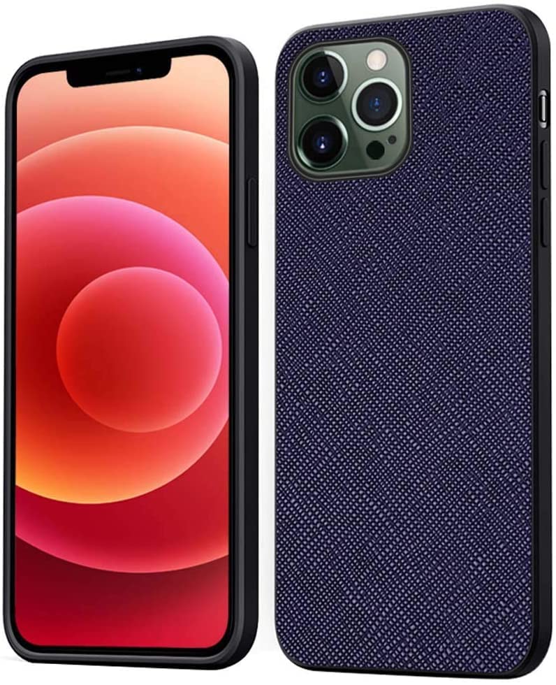 Coque iPhone 12 Pro en cuir véritable bleu élégant avec protection tout compris