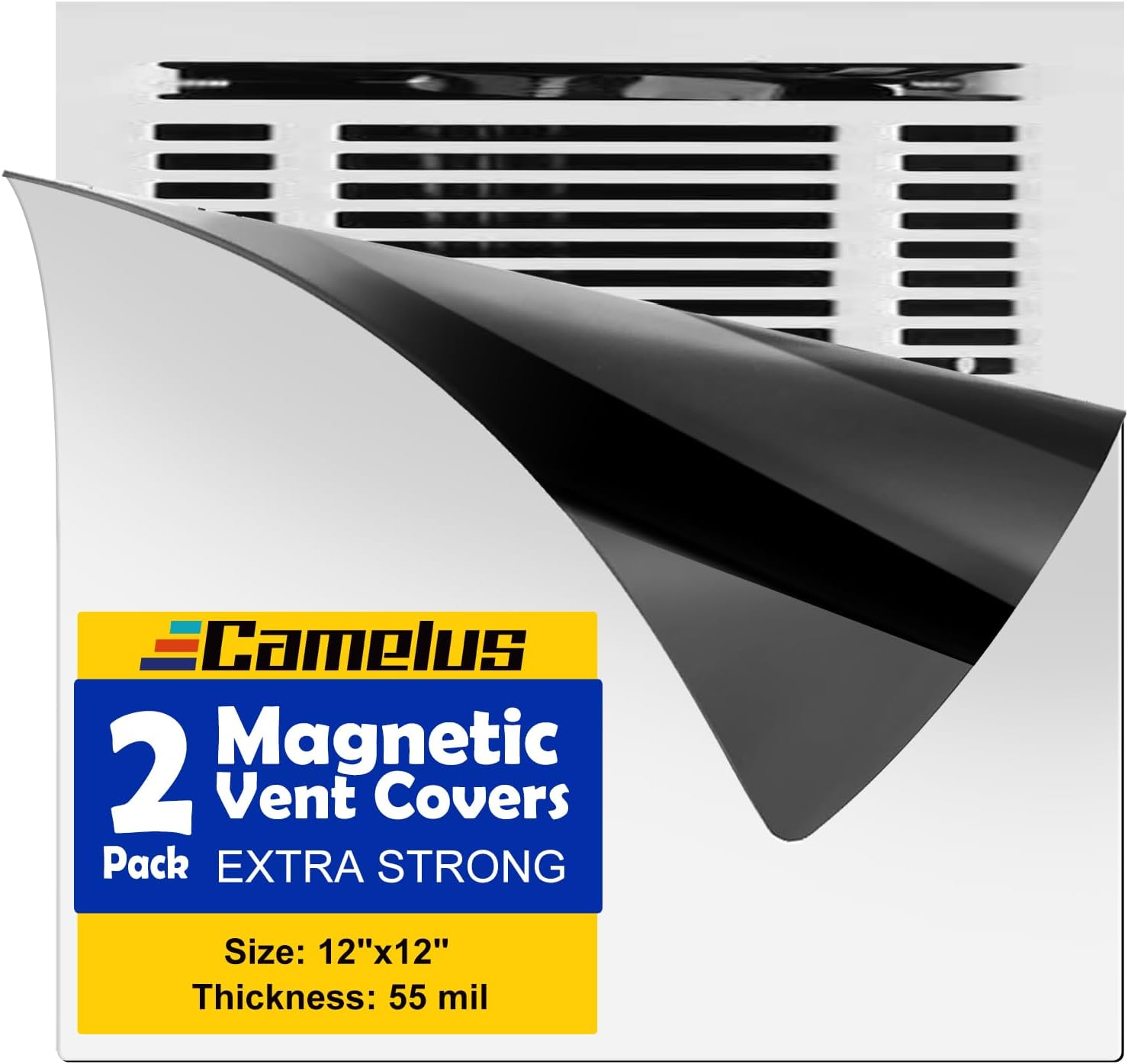 Magnetic Vent Covers, Air Vent Covers, 5.5" x 12", Ultra Thick 55mil, High Strength Magnetic, Strong Vent Covers for Home Floor, Ceiling, Wall Registers, HVAC, AC, RV, and Heater Vents (4pack)