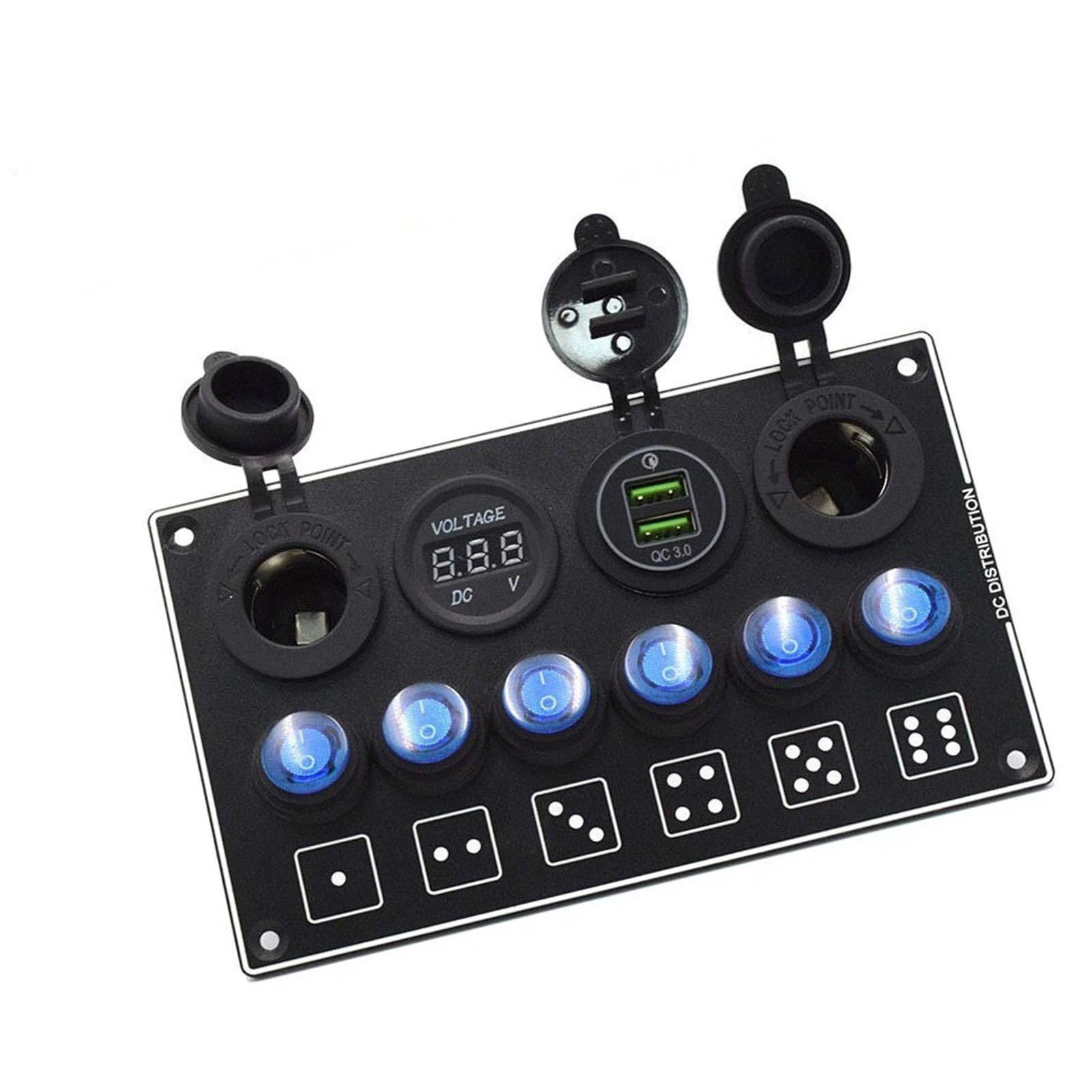 Placa de botones multiusos de 12 V y 6 puertos con enlaces de
