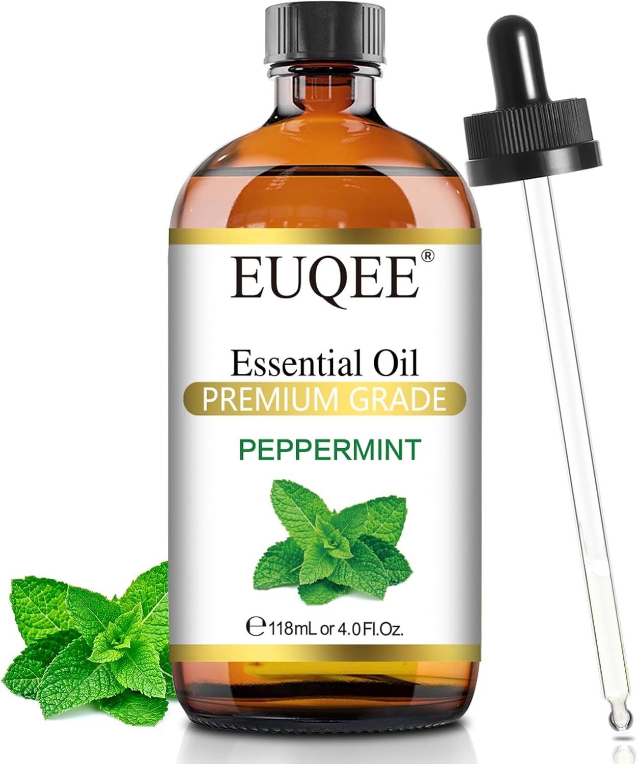 Aceite Esencial de Menta EUQEE 118 ml Puro con Gotero de Vidrio