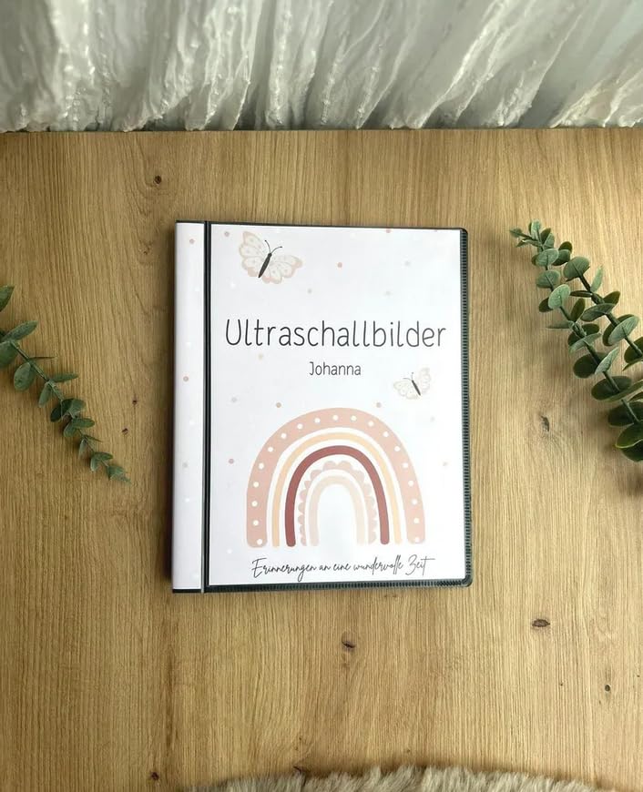 Ultraschallbilder Mappe Album für Ultraschallbilder personalisierbares Einsteckalbum stabiles Cover Erinnerungen an Schwangerschaft (mit Einlegeblättern in den Folien)