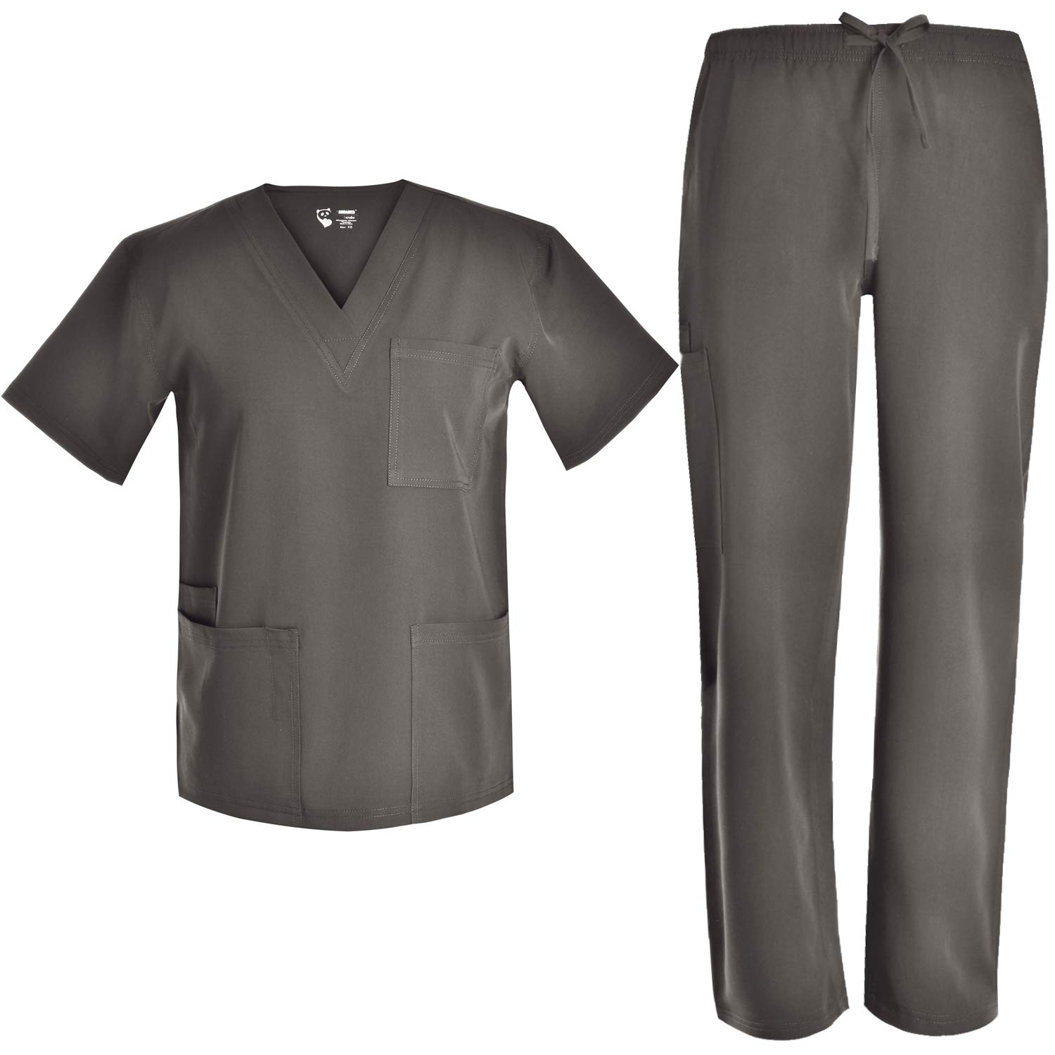 Men Basic V Neck Stretch Set - Plus Size Men Stretch Workwear Garden Work Set Top and Pants JY7301