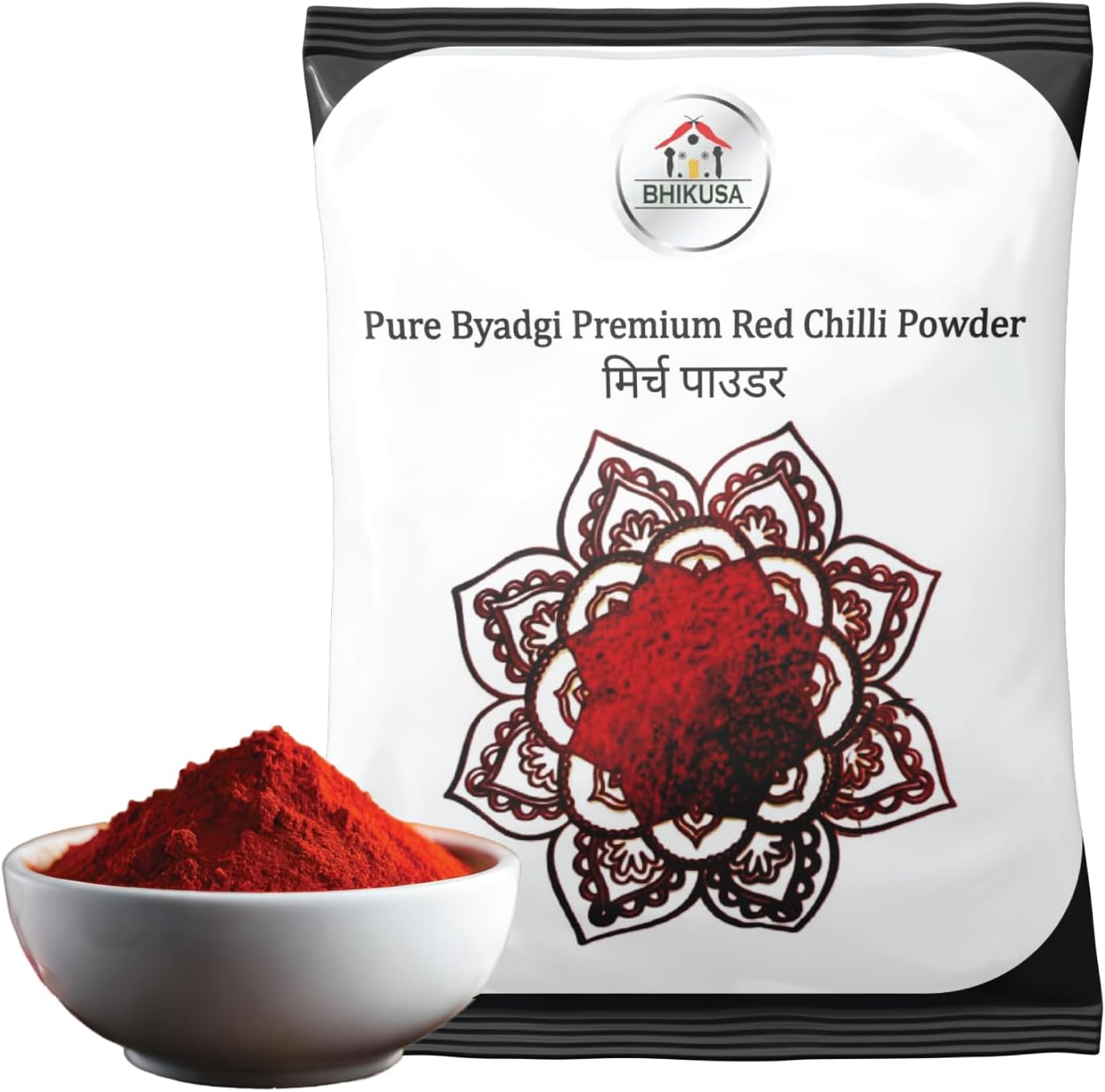 BHIKUSA Pure Byadgi Red Chilli Powder, 100 Gram X 3 Packs