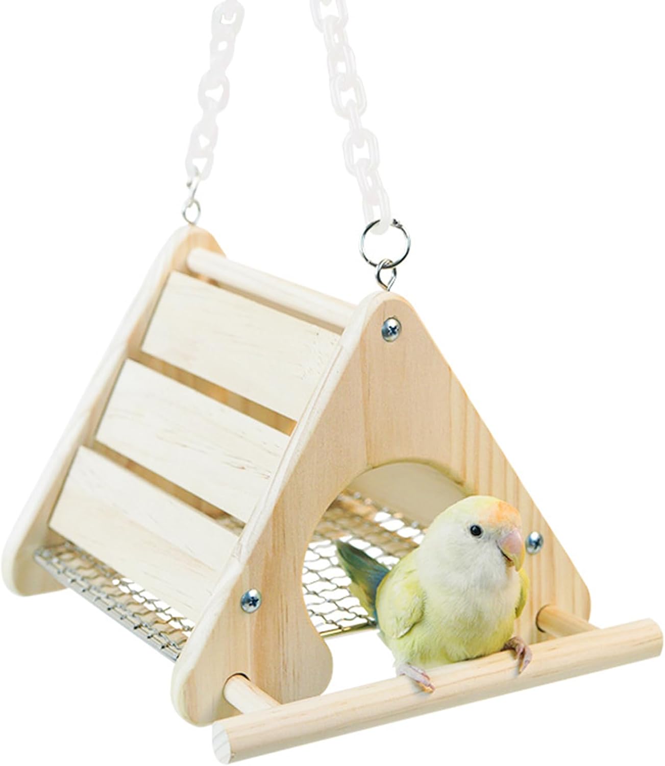 Wooden Bird Nest, Wooden Hanging Nest Hut with 2 Removable Metal Bottom | Birds Sleeping Bed Parrot Hideway Hanging Hammock for Parakeet Budgies Lovebird Finch Conure Canary