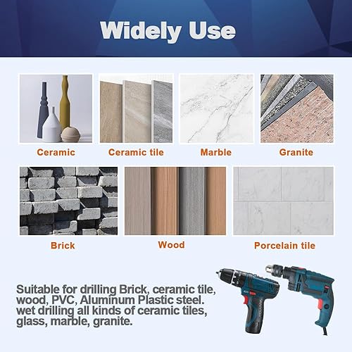 Miniatura 4 de Broca de diamante - BRSCHNITT Juego de brocas de 14 pulgada para albañilería para azulejos de porcelana, cerámica, piedra, granito, mármol, broca de