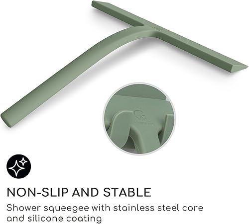 Vista 82 de GÜTEWERK Escobilla de ducha para puertas de vidrio, escobilla de silicona para ventanas, baño y limpieza de vidrio, color negro, 9 pulgadas