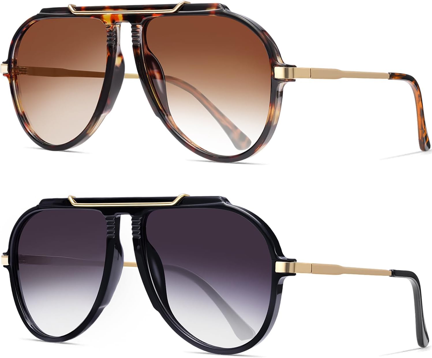 Oversized Aviator Sunglasses for Women Men Trendy 2026 Retro 70s Sunnies Tangle Free Gold Big