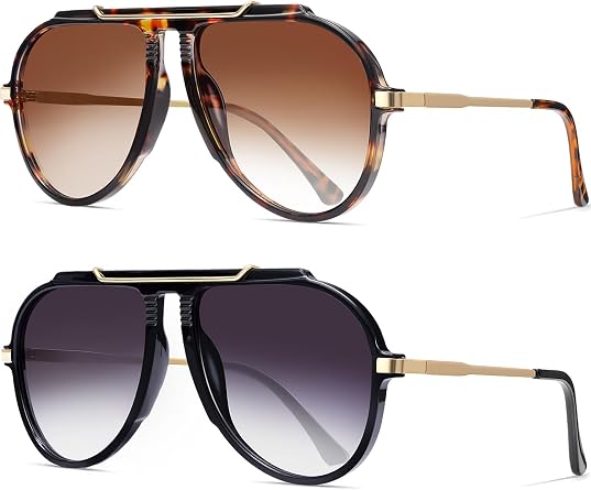 Oversized Aviator Sunglasses for Women Men Trendy 2026 Retro 70s Sunnies Tangle Free Gold Big