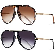 Oversized Aviator Sunglasses for Women Men Trendy 2026 Retro 70s Sunnies Tangle Free Gold Big