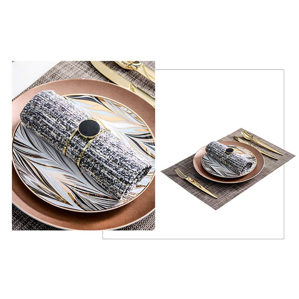 Zastawa stołowa Porcelanowy zestaw obiadowy Talerze obiadowe Naczynia Widelec Nóż Łyżka Półmisek Retro Rodzinne przyjęcie (kolor: brązowy b) little surprise