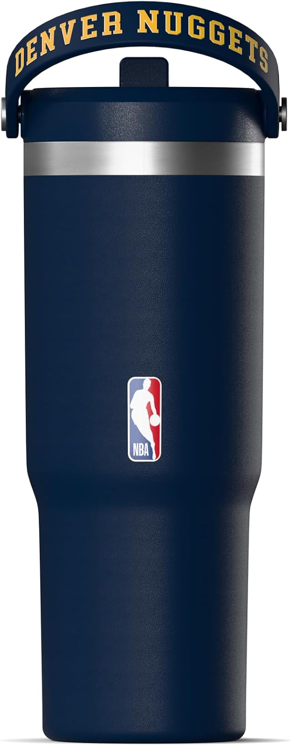 Hydrapeak x NBA Officially Licensed Denver Nuggets 32 oz Nomad Tumbler with Handle and Straw Lid, Leakproof Stainless Steel Water Bottle image 2