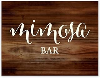 Andaz Press Wedding Party Signs, Rustic Wood Print, 8.5x11-inch, Mimosa Bar Sign, 1-Pack, Decorations for Country Western Weddings Parties, Unframed