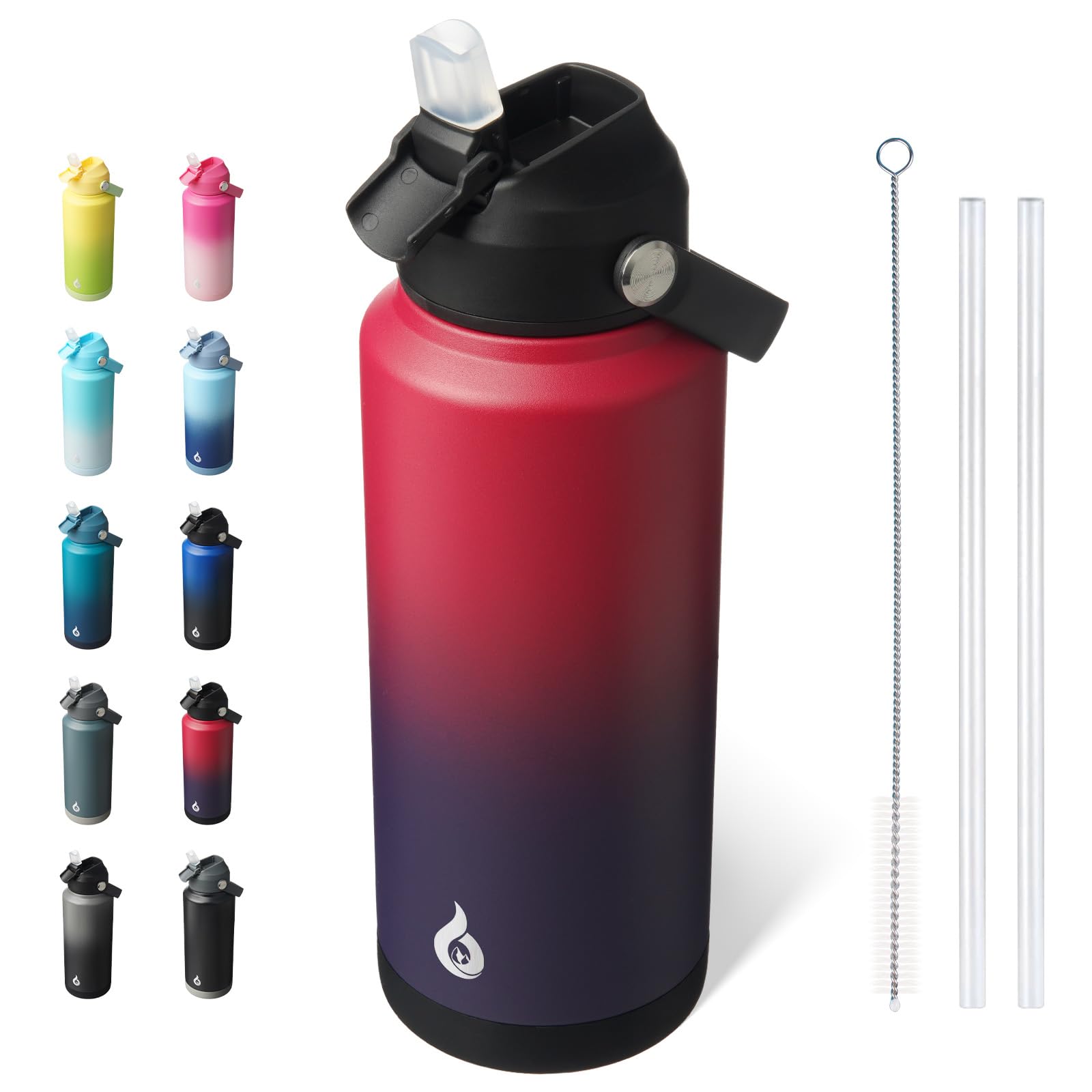 BJPKPK 950 ml Insulated Water Bottle with Straw Lid and Flex Handle