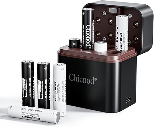 Miniatura 8 de Baterías AA de litio recargables con cargador, paquete de 4 baterías doble A para cámara Blink, salida de 3800 mWh 1.5 V de alta capacidad, cargador