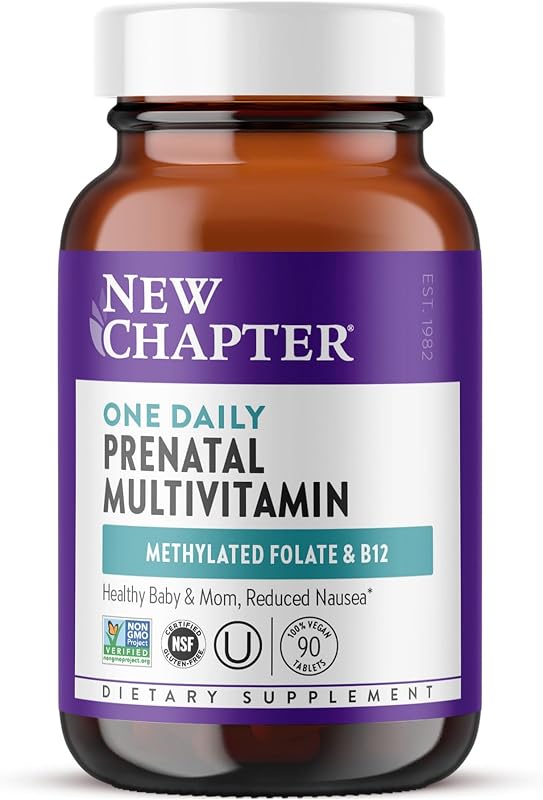 New Chapter One Daily Prenatal Multivitamin, 90 Count | One Daily Prenatal Multivitamin, Methylfolate and Choline, Gentle on Stomach, Non-Constipating Iron, Gluten Free and Non-GMO