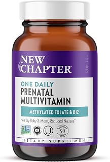 New Chapter One Daily Prenatal Multivitamin, 90 Count | One Daily Prenatal Multivitamin, Methylfolate and Choline, Gentle on Stomach, Non-Constipating Iron, Gluten Free and Non-GMO