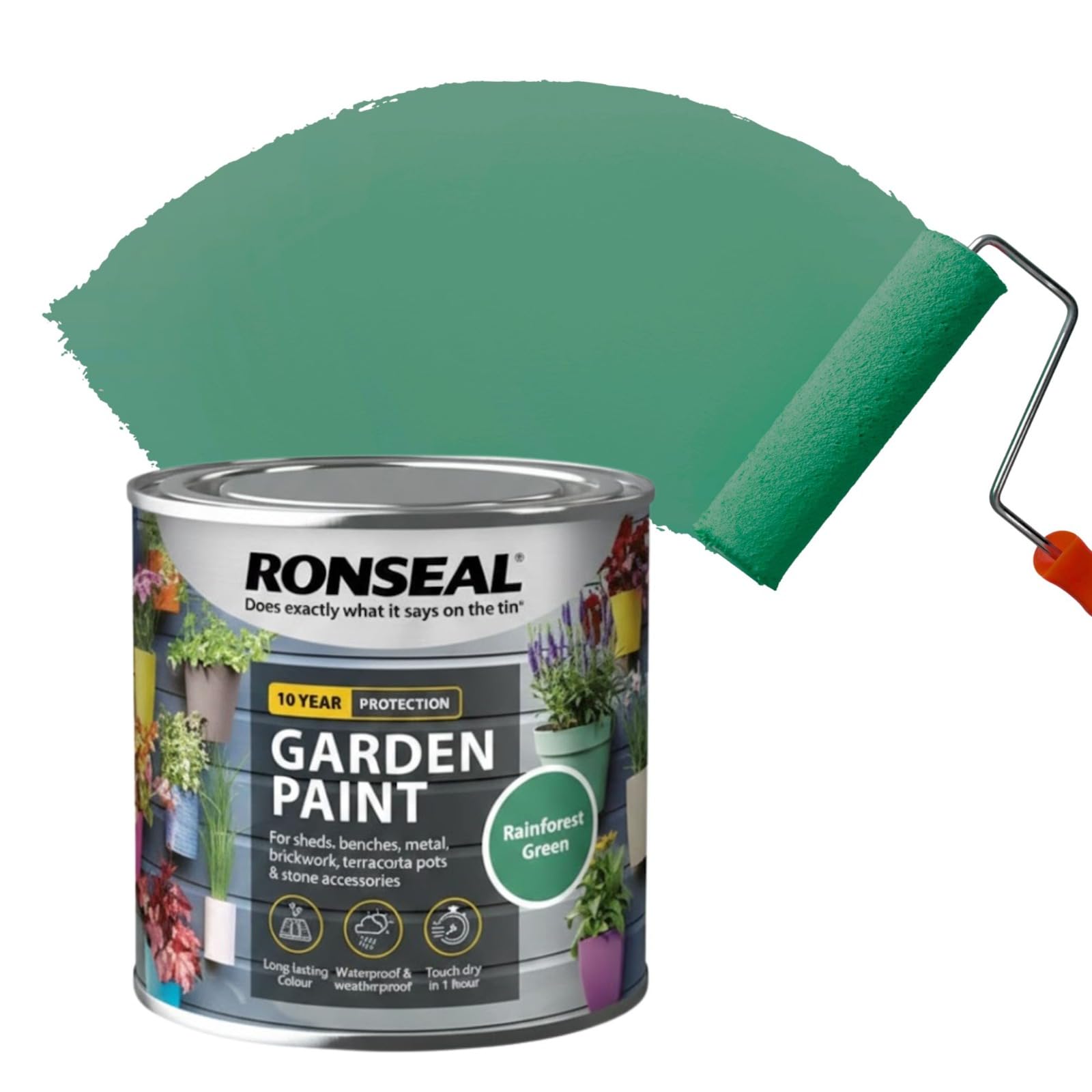 AOC24 250ML Garden Paint Rainforest Green, Water Based Outdoor Paints, Long Lasting Weather Resistant, Fast Drying Color for Wood, Bricks, Pots, Anti Crack Peeling DIY Paint (Rainforest Green, 250 ML)