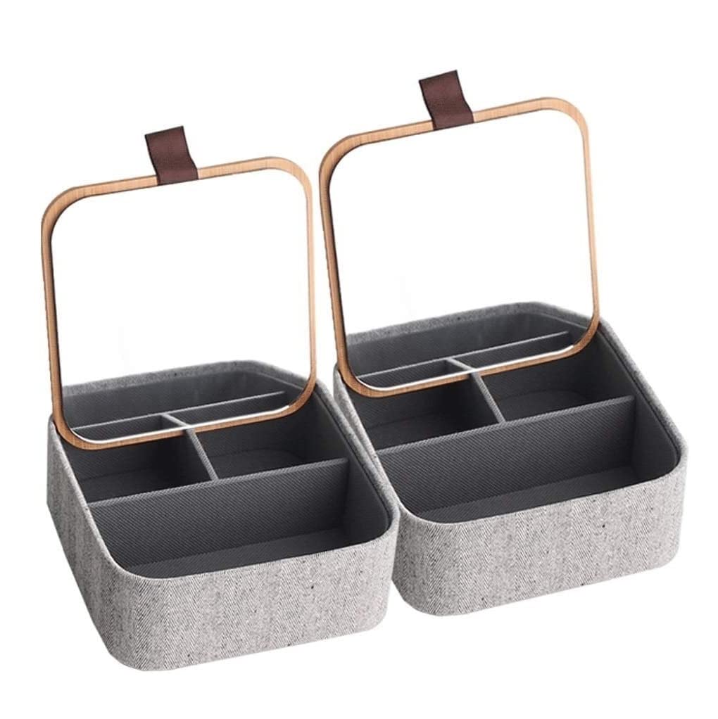 Nowoczesna Lustrzana Pokrywa Bambusowa W Jodełkę Zewnętrzna Tkanina Zegarek Pudełko Do Przechowywania Biżuterii Dla Kobiet Ozdoba(Square 2pcs)