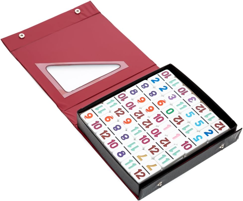 Bello Games Mexican Double Twelve Professional Numbered Dominoes Set with Hub, Trains & Chickens