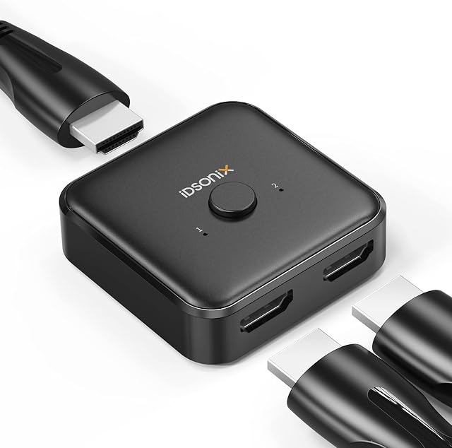 iDsonix HDMI Switch 4K 60Hz or 2K 120Hz, HDMI 2.0 Switcher Bi-Directional 2 in 1 out(1 in 2 out), HDMI Switch Splitter Supports UHD 3D Player, PS4, PS5, Xbox, Laptop, HDTV, Monitor, ect