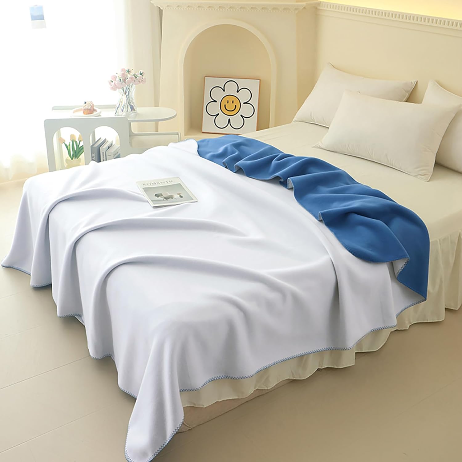 Double Sided Cashmere Blanket, Throw Blanket for Couch, Home Decoration Bed Blanket (Blue60‘’x80'')