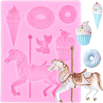 Carousel Horse Silicone Fondant Molds Merry-Go-Round Chocolate Gum Paste Mold For Cake Decorating Cupcake Topper Candy Gum Paste Polymer Clay