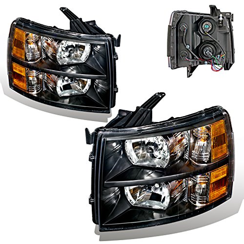 SPPC Black Headlights For Chevrolet Silverado (Pair) High/Low Beam Bulb Included Driver Left and Passenger Right Side Replacement Headlamp