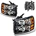 SPPC Black Headlights Assembly Set for Chevrolet Silverado (Pair) High/Low Beam Bulb Included