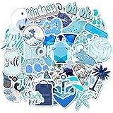 COOLCOOLDE Blue Cute Stickers for Water Bottle Trendy Teen Girls Laptop Hydroflasks Phone Car Bumper Computer Skateboard Decals 50pcs (Blue 50)