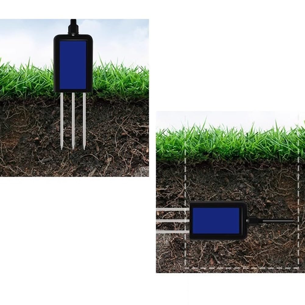 Sensor de humedad del suelo 7 en 1 con memoria de temperatura NPK de conductividad de pH, sonda de acero inoxidable impermeable IP68 para invernadero de jardín, pasto