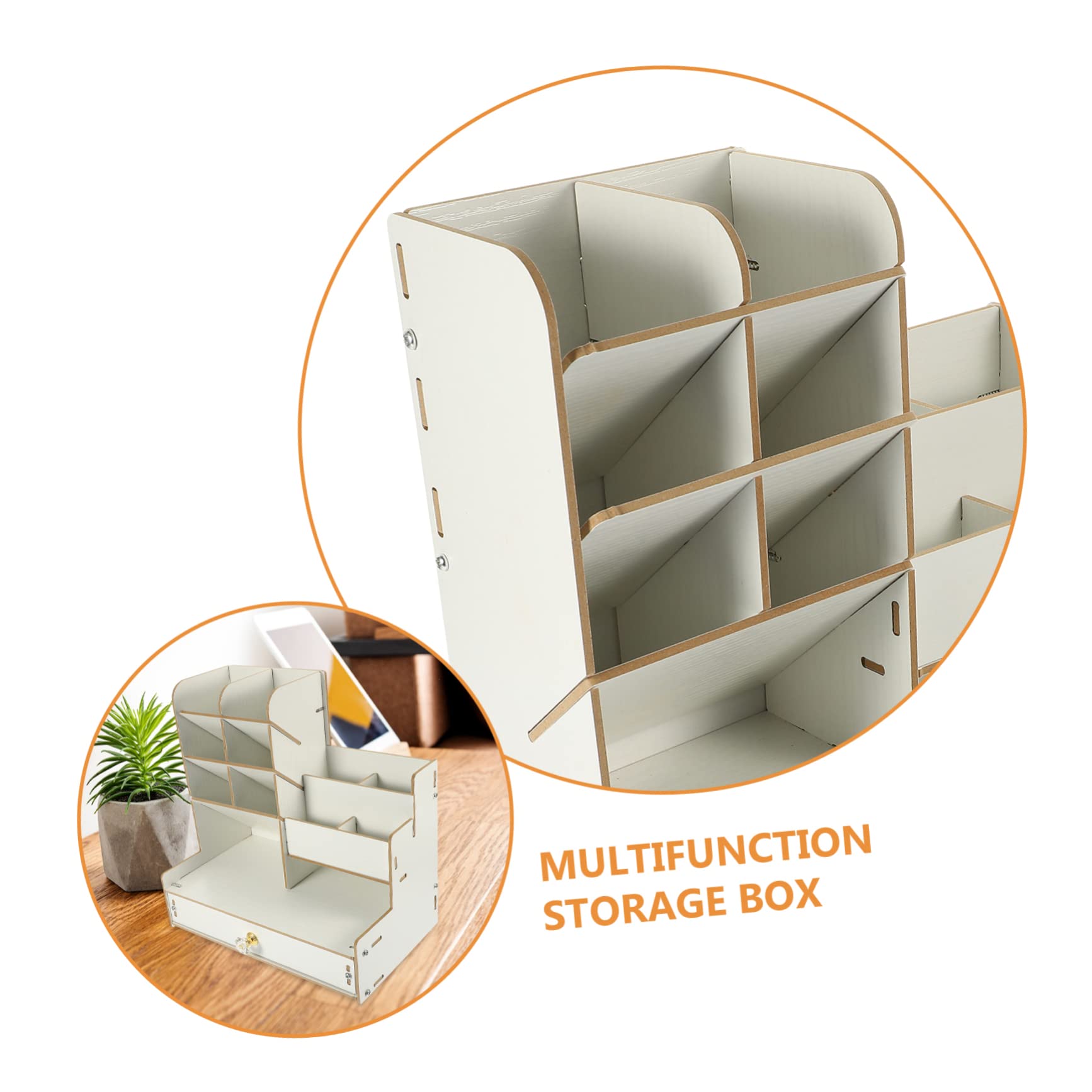 Organizador de Escritorio de Madera Blanco, Gran Capacidad, Multiusos