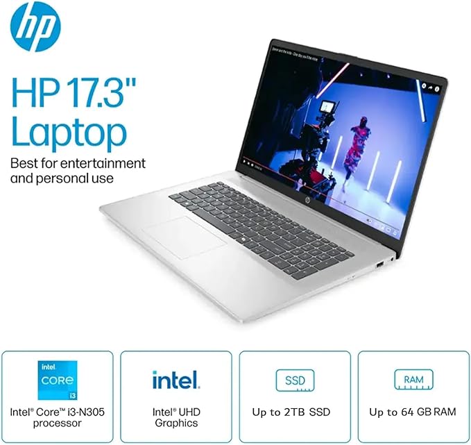 HP Laptop 17.3" HD+, 16GB RAM, 512GB SSD, Windows 11 Pro miniatura 2