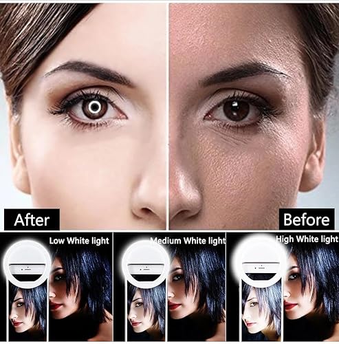 Miniatura 5 de Anillo de luz para selfie para iPhone  Batería recargable  Luz LED portátil para iPhoneAndroid Phone Fotografía Cámara Video  3 niveles de luz