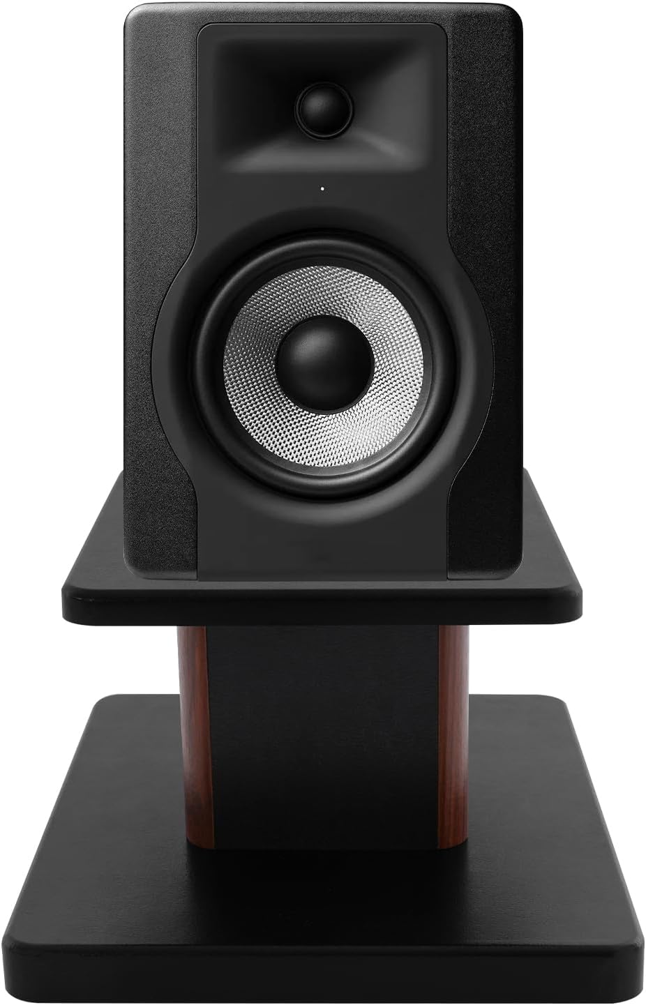 Bookshelf Speaker Stands with Wood Accents, Speaker Rack, Speaker/Studio Monitor Rack, Speaker Stand Set of 2, Black
