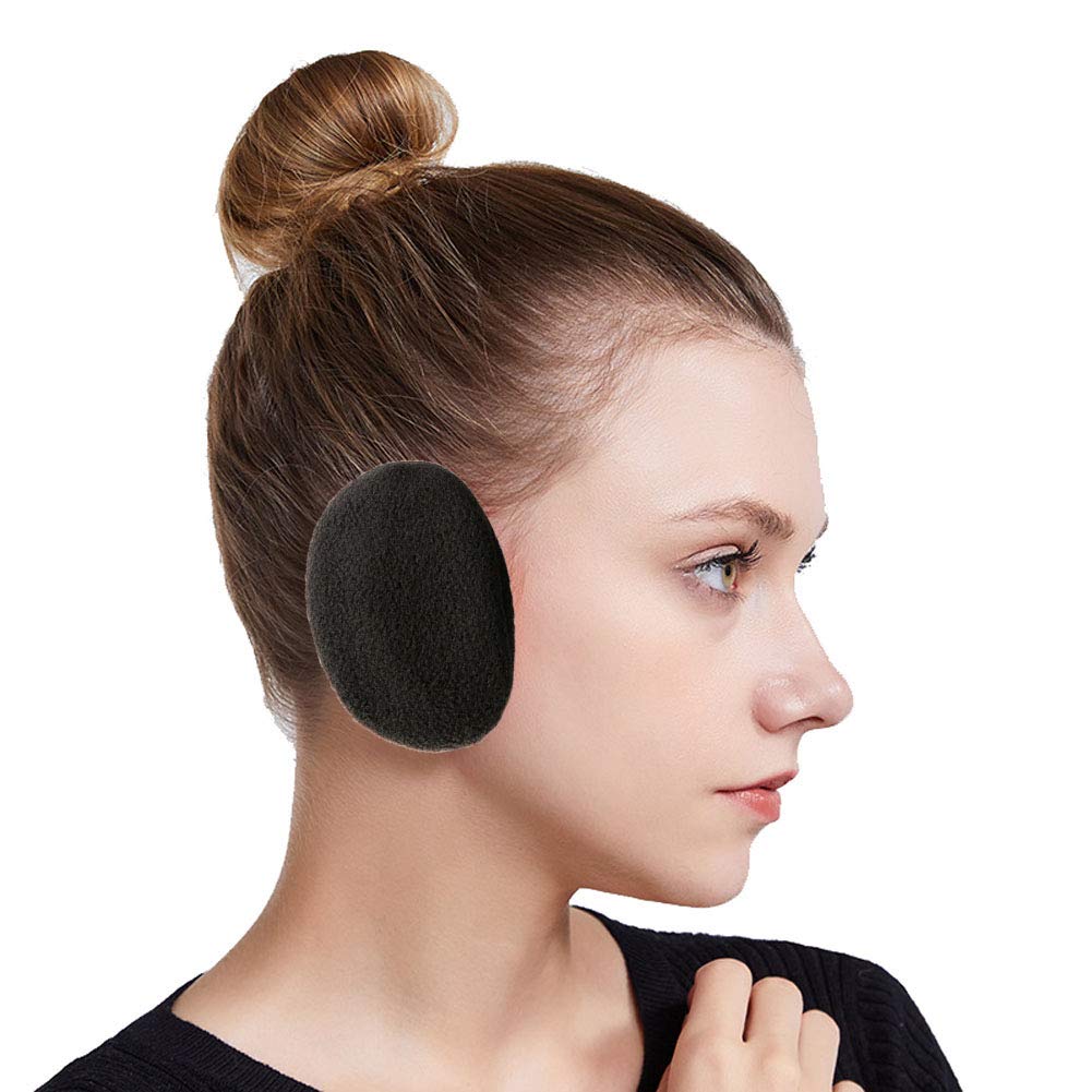Soulqool Unisex Black Soulq Ear-Bags Bandless Ear Warmers,Fleece Earmuffs With Thinsulate,Autumn Winter Outdoor Ear Warmer (, M-Women)