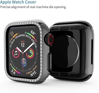 Aottom Beschermhoes voor Apple Watch Series 4 Beschermhoes voor Apple Watch  44 mm, Apple Watch Beschermhoes iWatch 44 mm, displaybescherming, strass,  modieus, dames, glitter, bumper, beschermende hoes voor Apple Watch Series 4