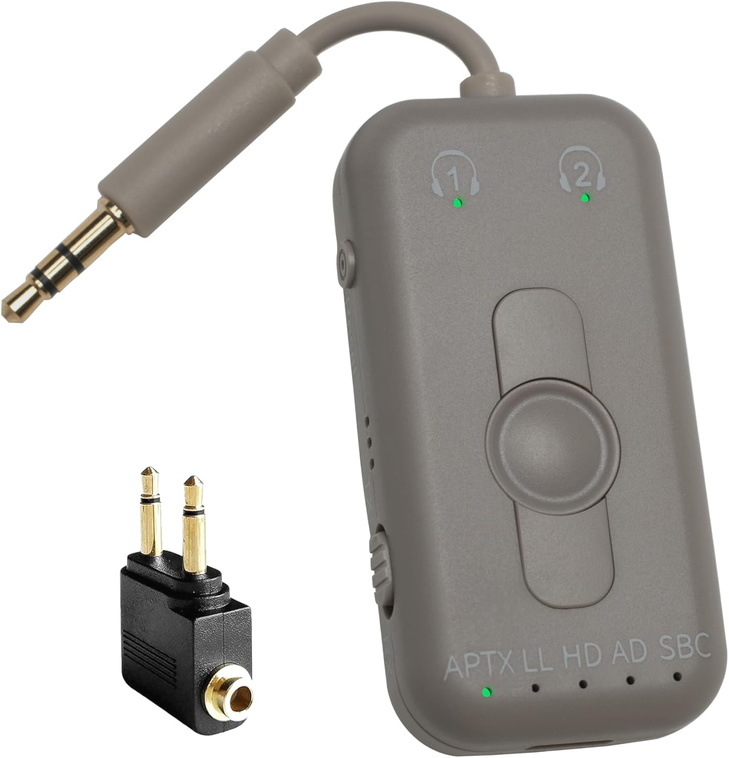 Skywave Bluetooth Transmitter & Receiver for Airplane, Bluetooth 5.3 Adapter, Car, TV, Gym, Switch. Supports 2 AirPods or Headphones with aptX Low Latency, Receiver for Car (Dark Gray)