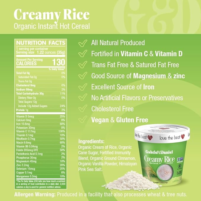 Cereal Caliente de Arroz Cremoso Gabriel & Daniel - Orgánico, Sin Gluten miniatura 2
