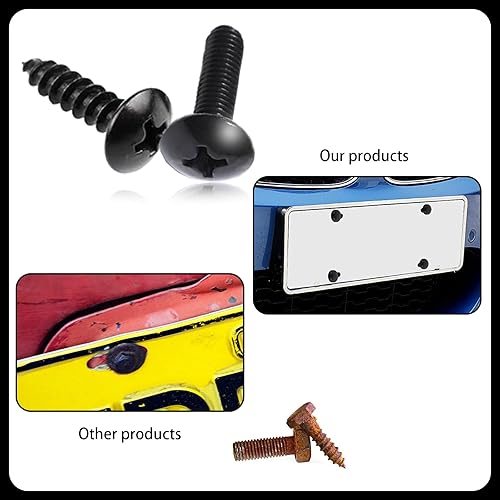 Miniatura 6 de Sinytuto 8 tornillos para placa de automóvil con herramientas de instalación, kit de piezas de fijación de vehículos de metal duradero resistente al