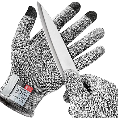 Telion Cut Resistant Gloves, En388 Level 5 Cut Resistant Gloves, No Cut Gloves, Cut Proof Gloves, Food Grade, X-Large，Grey-Touchscreen #TOP5