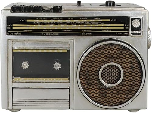 Ebros Gift 7 pulgadas de largo novedad acentos vintage retro cassette cinta radio reproductor portátil dinero moneda ahorro banco poliresina antigua