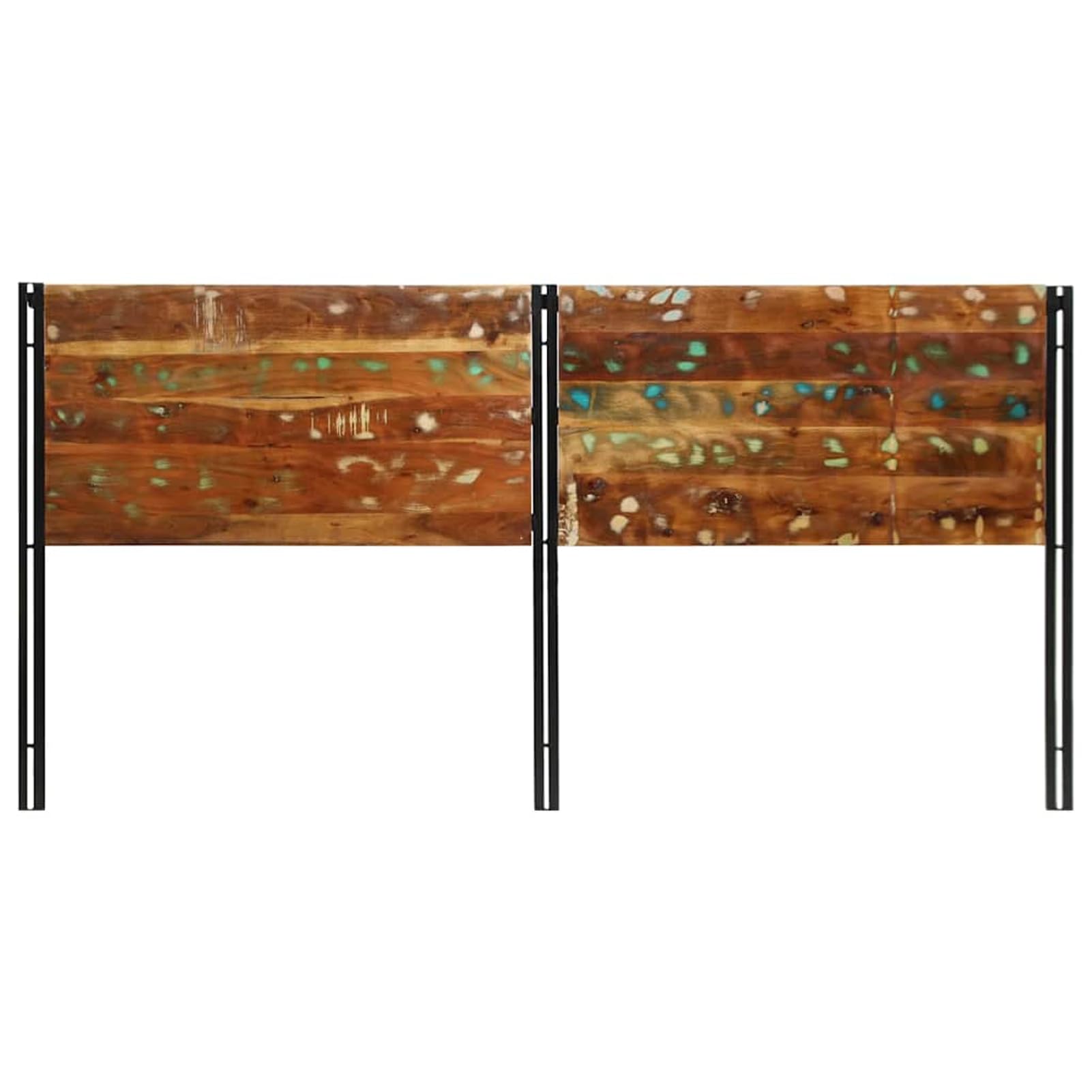 Tête de lit en bois recyclé de 200 cm en bois massif et fer, pour lits sans tête de lit, idéale pour les chambres et les salons modernes, montage facile, facile à nettoyer et assise douce pour