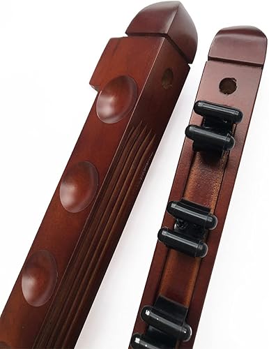 Vista 3 de Soporte de madera para tacos de billar para 6 palos de piscina, soporte de pared para tacos de piscina de madera dura (rojo)