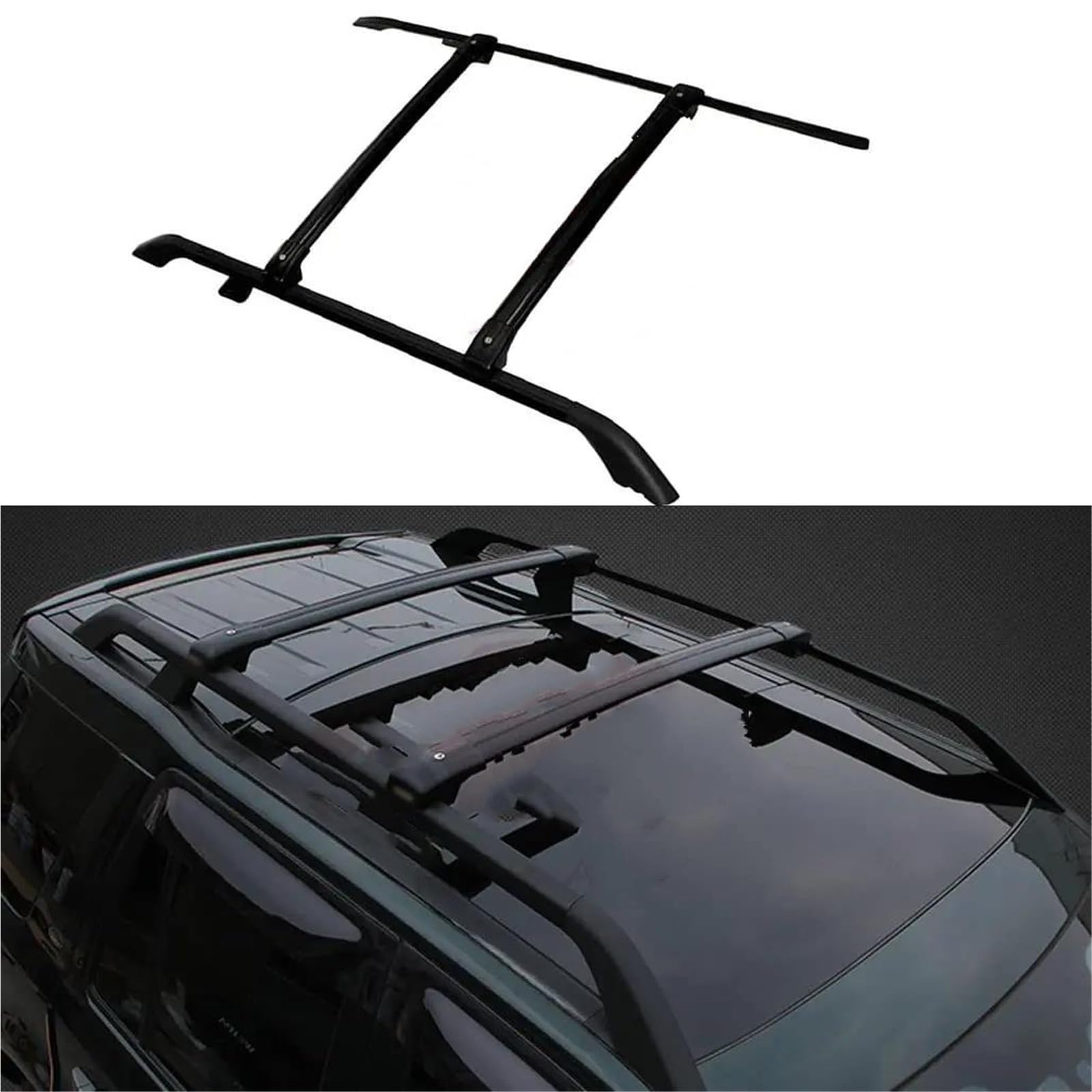 Porta Equipaje Juego 4 Barras Transversales Portaequipajes Techo Para Land Para Rover Para Freelander 2 LR2 2006-2016 Aluminio Negro