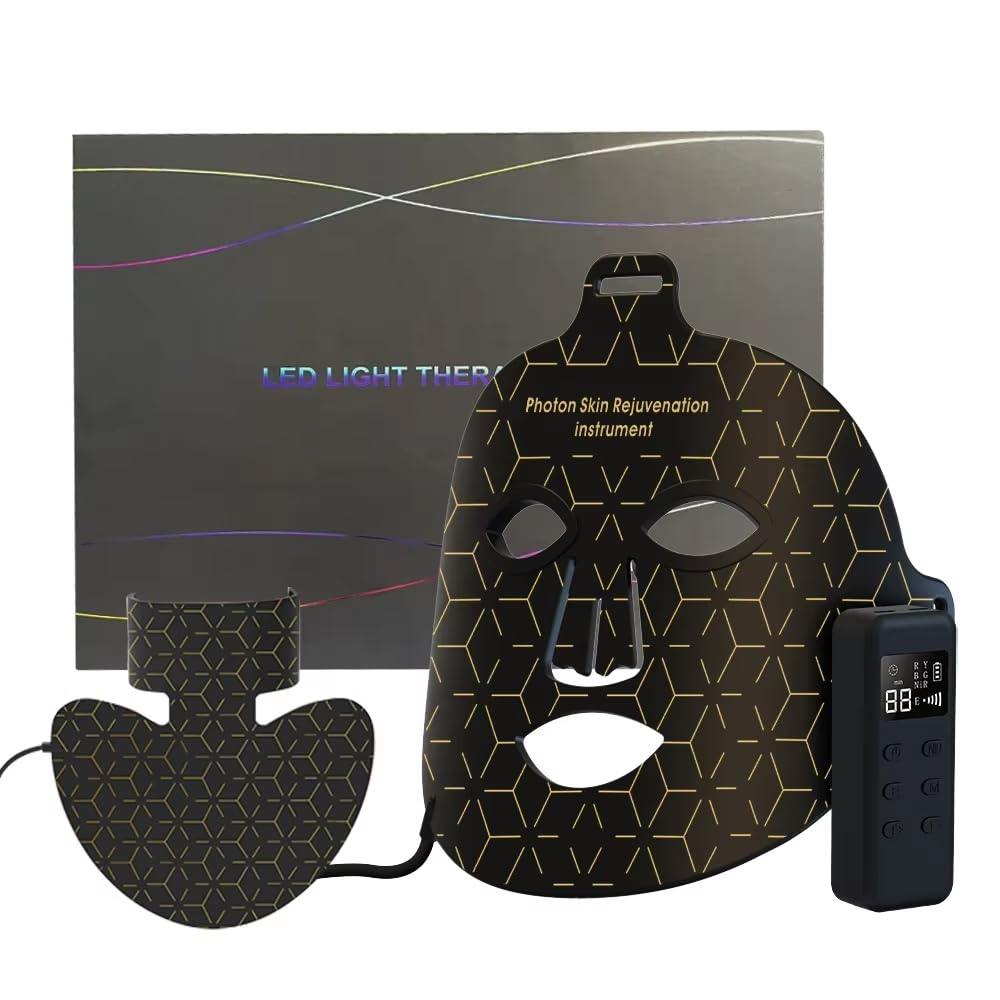 Maschera LED per Viso, Terapia della Luce con 8 Colori nel Vicino Infrarosso, LED Face Mask con Silicone Flessibile, Terapia con Luce Rossa a Casa per Tutti i Tipi di Pelle