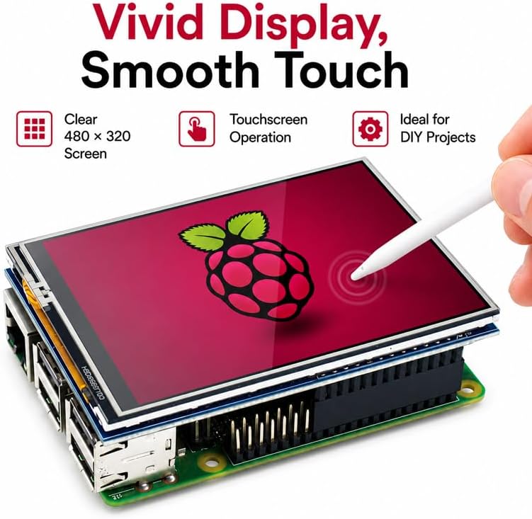 KLYSTR 3.5 Inch 480x320 SPI TFT LCD Touch Screen Display for Raspberry Pi — view 3