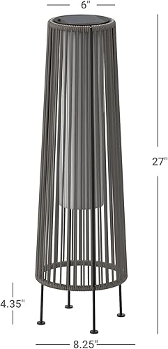 Miniatura 8 de Grand patio Lámpara de pie solar para exteriores, de mimbre, impermeable, para patio, jardín, camino, cubierta, Gordes 2 unidades, marrón claro