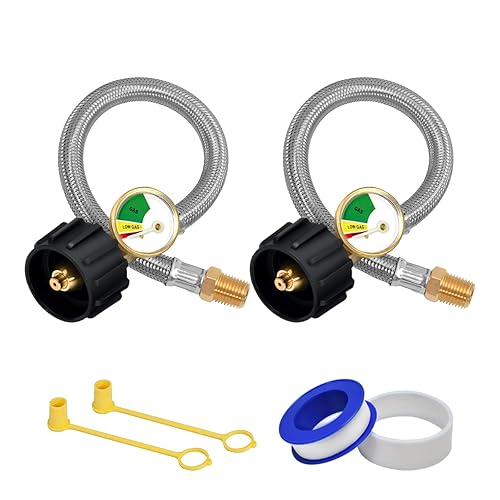 ABYDA 15 Inch RV Propane Hoses with Gauge 2 Pack,